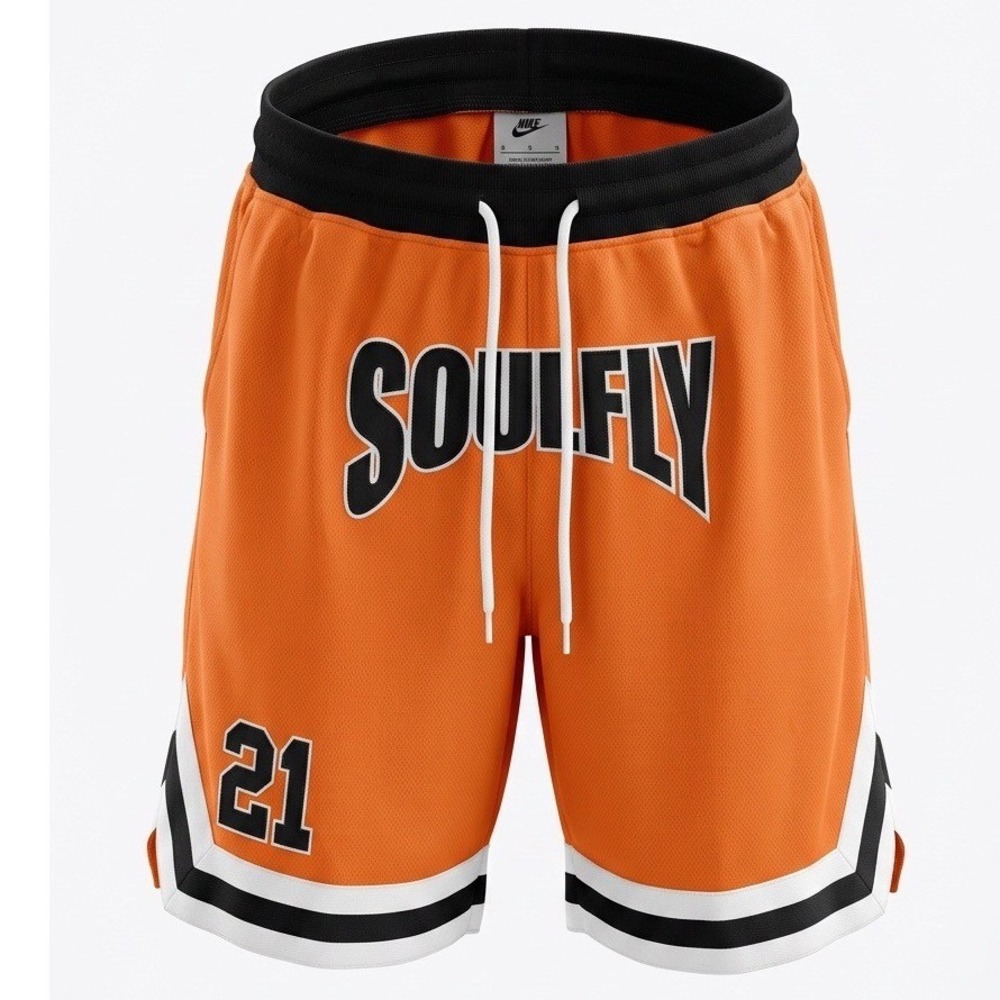 SoulFly Rod Wave Official Merch Basketball Shorts Orange Black Mens XL 21 Mesh